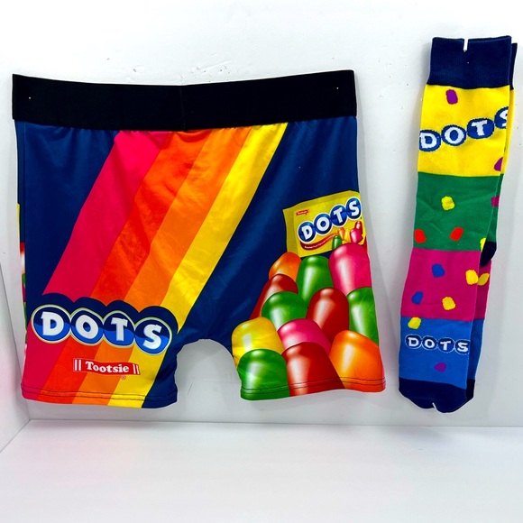 HAPPY BOXERS WITH MATCHING SOCKS, DOTS DESIGN, LARGE, 90% POLYESTER 10% SPANDEX - Picture 2 of 12